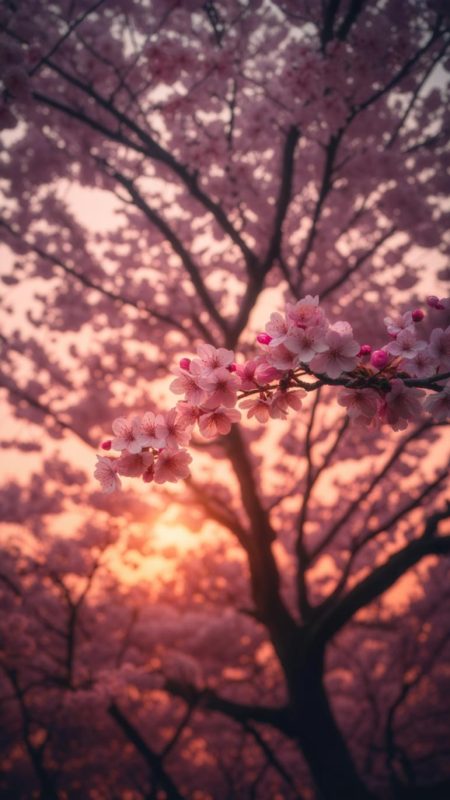 Close-up of pink cherry blossoms in full bloom
